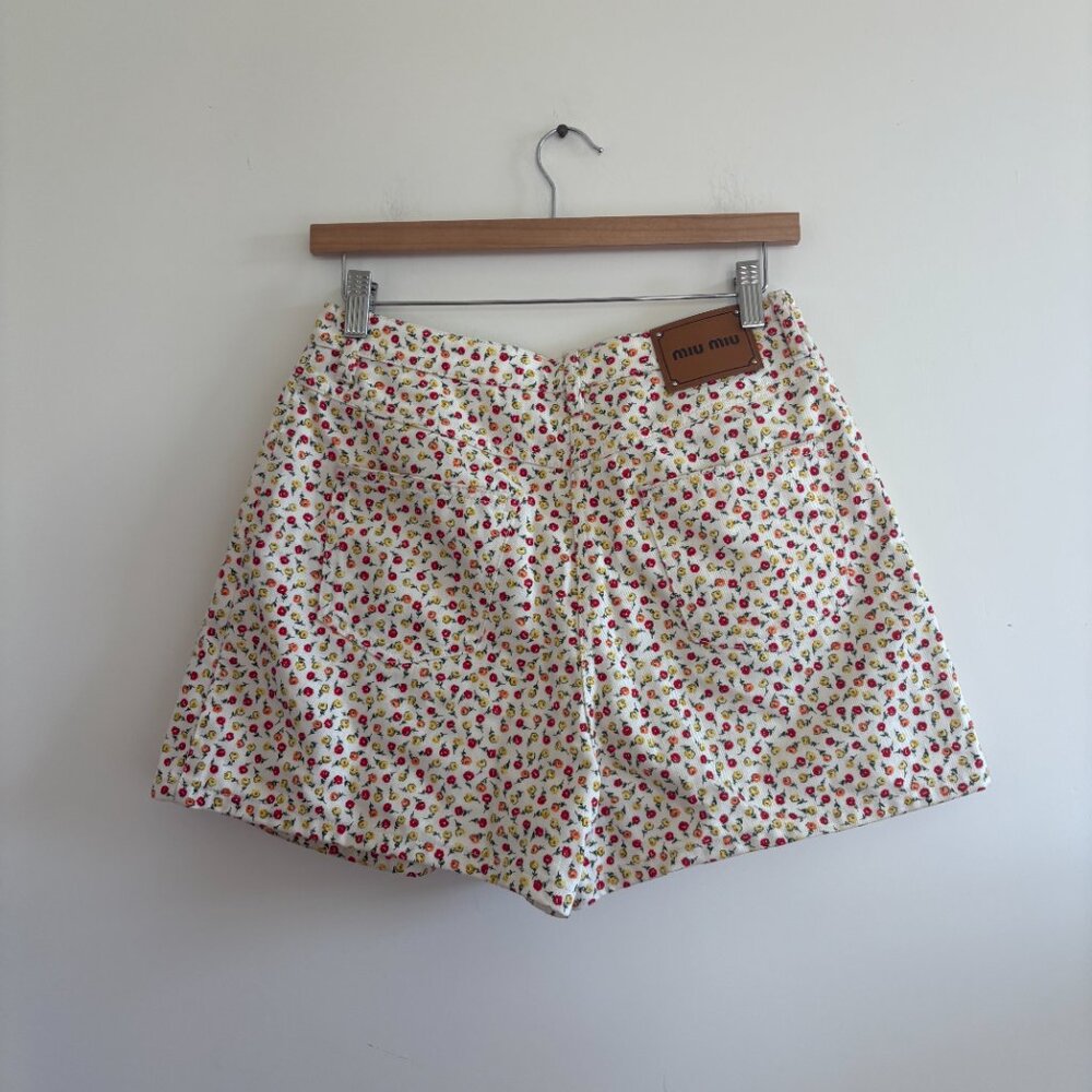 Miu Miu High Waisted Denim Floral Shorts - Picture 3 of 6